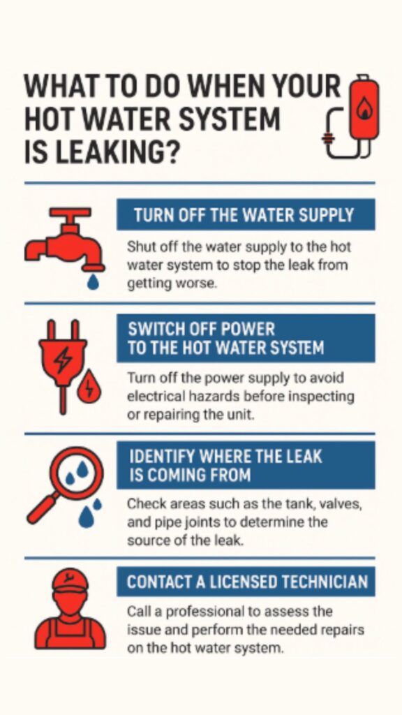 Can a leaking hot water system be repaired? 